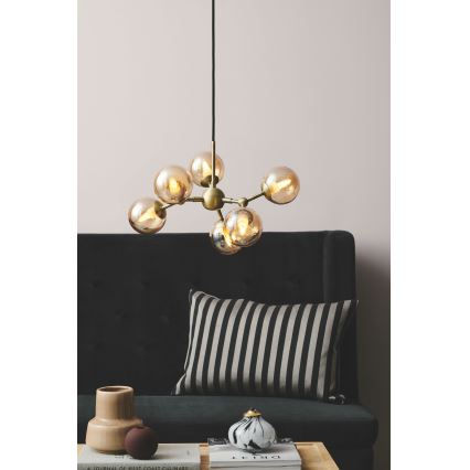 Halo Design 736560 - Lampada a sospensione con cavo ATOM 6xG9/28W/230V Ø 45 cm ottone/beige fumé