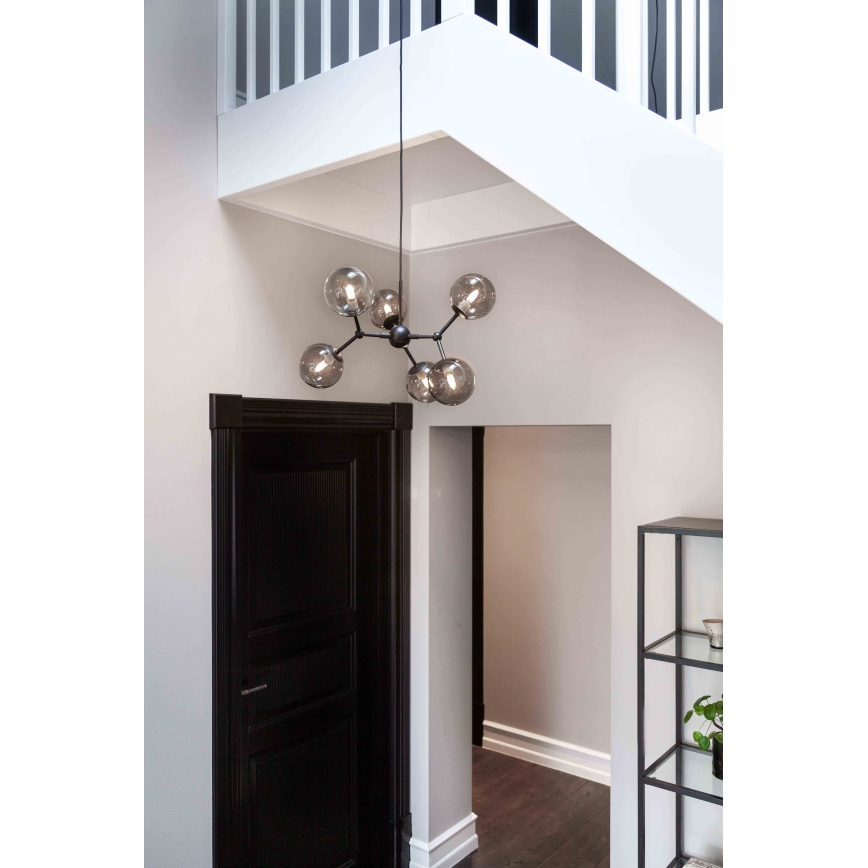 Halo Design 738823 - Lampadario sospeso su cavo ATOM 6xG9/28W/230V Ø 57 cm nero/fumé