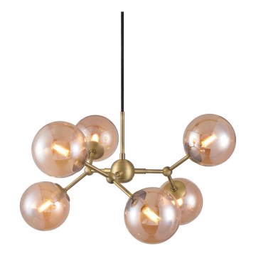 Halo Design 738830 - Lampadario sospeso con cavo ATOM 6xG9/28W/230V Ø 57 cm ottone/beige fumé