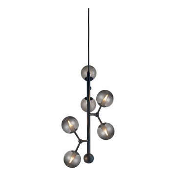 Halo Design 738854 - Lampadario a sospensione con cavo ATOM 6xG9/28W/230V Ø 30 cm nero/fumé