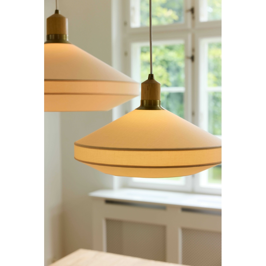 Halo Design 744091 - Lampadario a cavo PARIS 1xE14/40W/230V Ø 24 cm crema/ottone/rovere