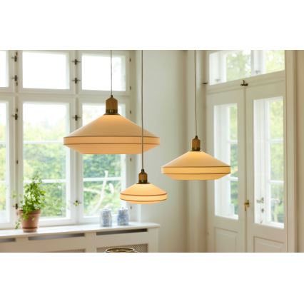 Halo Design 744091 - Lampadario a cavo PARIS 1xE14/40W/230V Ø 24 cm crema/ottone/rovere