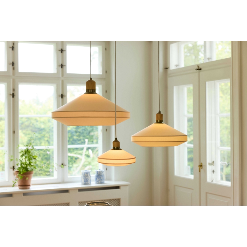 Halo Design 744091 - Lampadario a cavo PARIS 1xE14/40W/230V Ø 24 cm crema/ottone/rovere