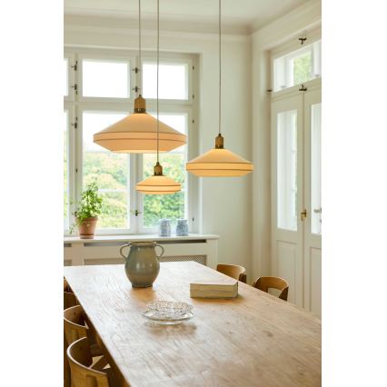 Halo Design 744305 - Sospensione a cavo PARIS 1xE27/40W/230V Ø 56 cm crema/ottone/rovere