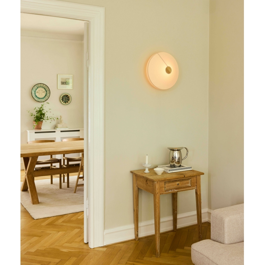 Halo Design 745111 - Lampada da parete PARIS 1xE27/40W/230V Ø 56 cm crema/rovere