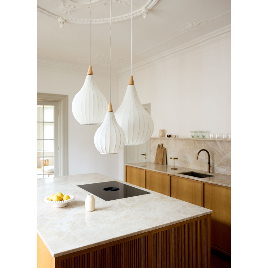 Halo Design 746262 - Lampada a sospensione con cavo DROPS 1xE27/40W/230V Ø 30 cm bianco/rovere