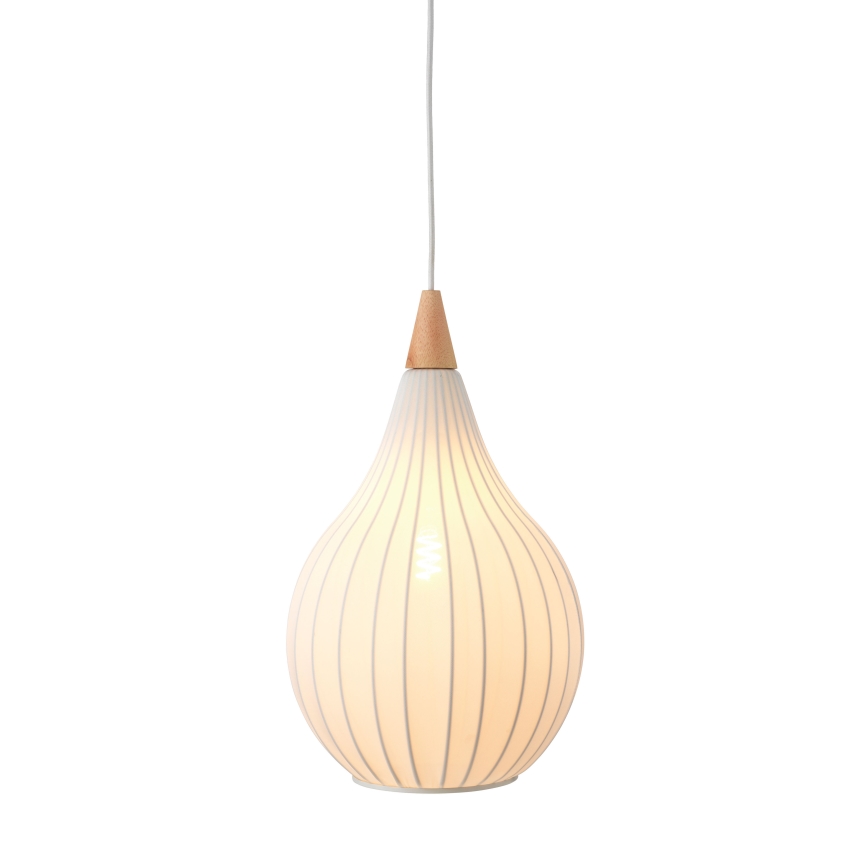 Halo Design 746262 - Lampada a sospensione con cavo DROPS 1xE27/40W/230V Ø 30 cm bianco/rovere