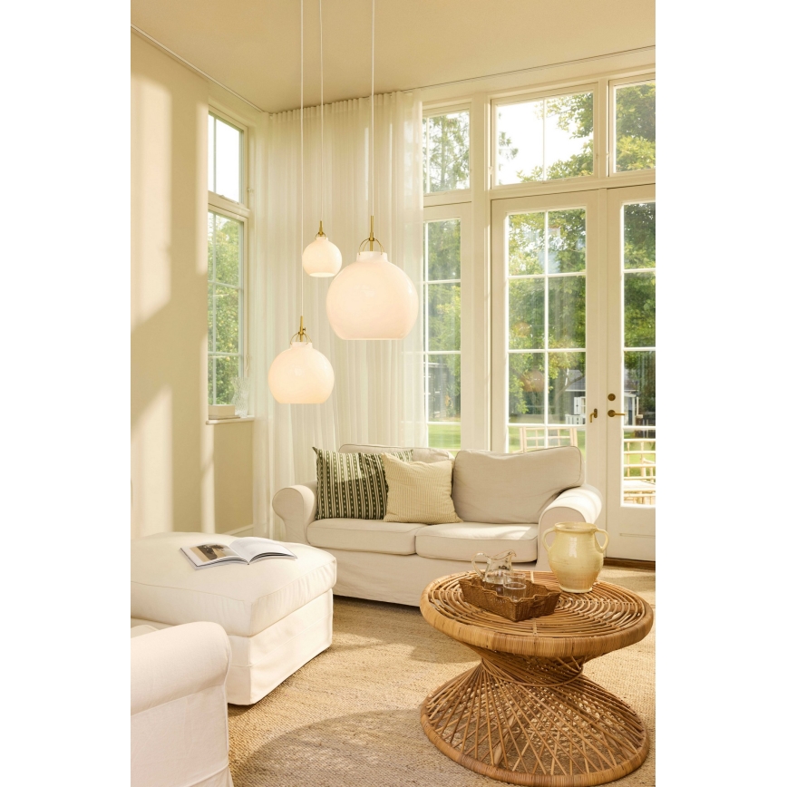 Halo Design 747993 - Lampada a sospensione con cavo TOSCANA 1xE27/40W/230V Ø 27 cm crema/ottone