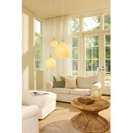 Halo Design 748006 - Sospensione a cavo TOSCANA 1xE27/40W/230V Ø 27 cm beige/ottone