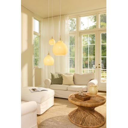 Halo Design 748075 - Lampadario a sospensione con cavo TOSCANA 1xE27/40W/230V Ø 36 cm beige/ottone