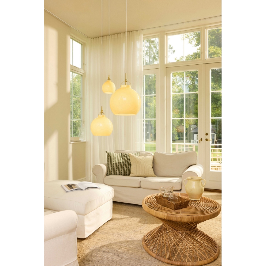 Halo Design 748075 - Lampadario a sospensione con cavo TOSCANA 1xE27/40W/230V Ø 36 cm beige/ottone
