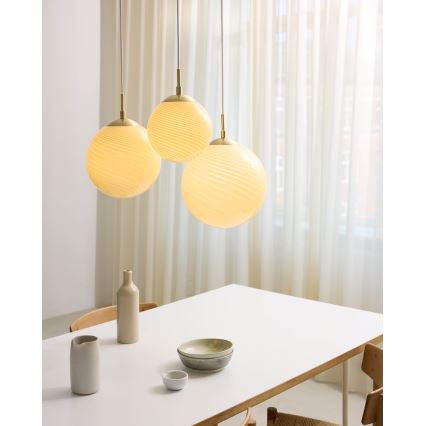 Halo Design 748587 - Lampada a sospensione su cavo CANDY 1xE27/25W/230V Ø 30 cm beige/ottone