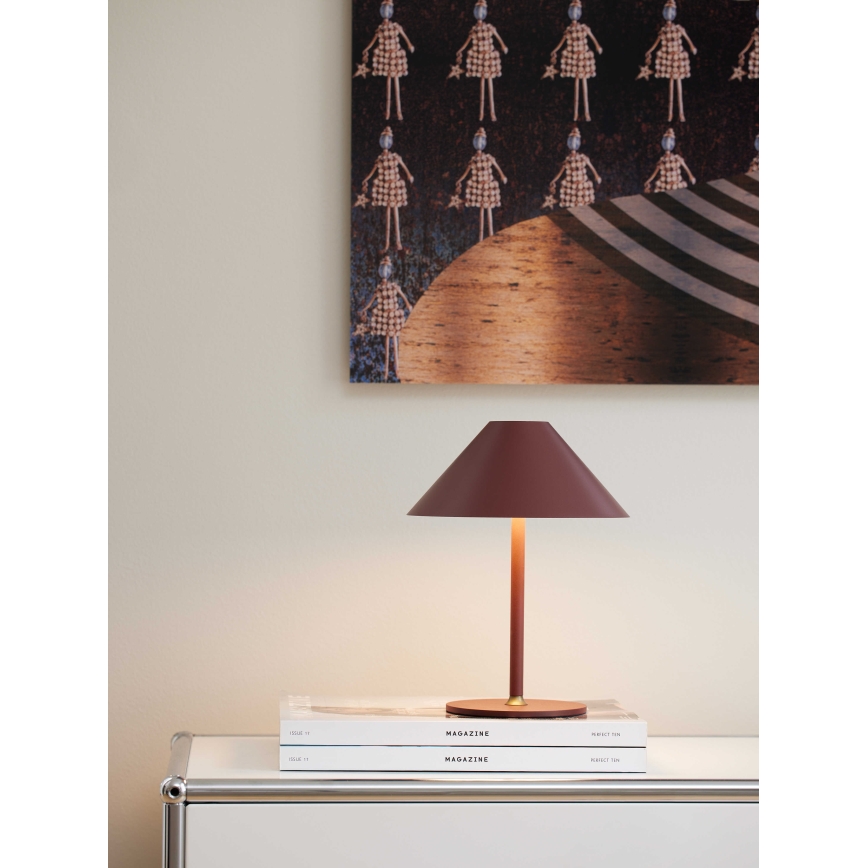 Halo Design 800834 - Lampada da tavolo ricaricabile dimmerabile per esterni HYGGE LED/3W/4000 mAh IP54 bordeaux