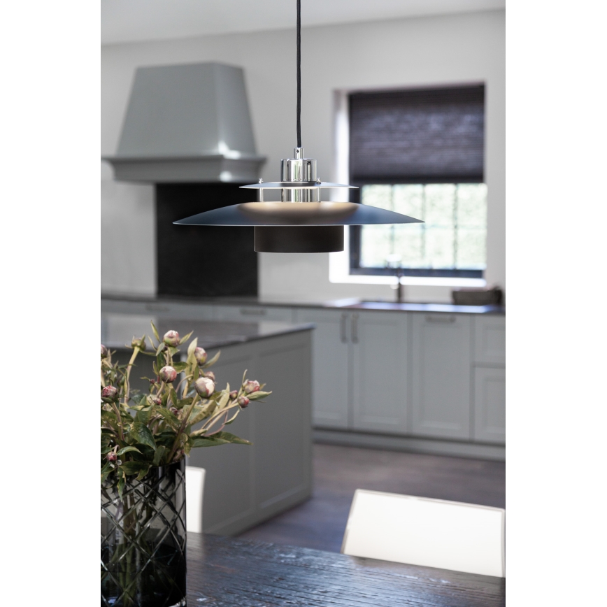 Halo Design 990259 - Lampada a sospensione SORUP con cavo 1xE27/40W/230V Ø 40 cm nero/cromo lucido