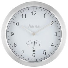 Hama - Orologio da parete da bagno con termometro 1xAA IPX4 argento