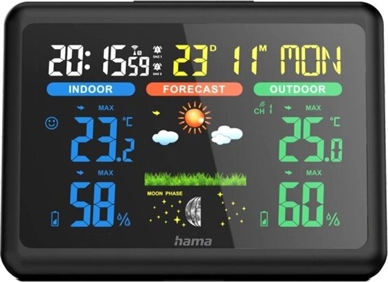 Hama - Stazione meteo con colorato VA display 2xAA nero
