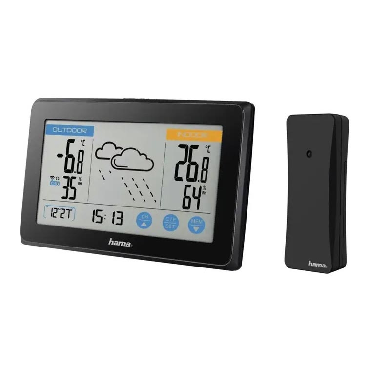Hama - Stazione meteo con display LCD a colori 3xAAA/2xAAA  nero