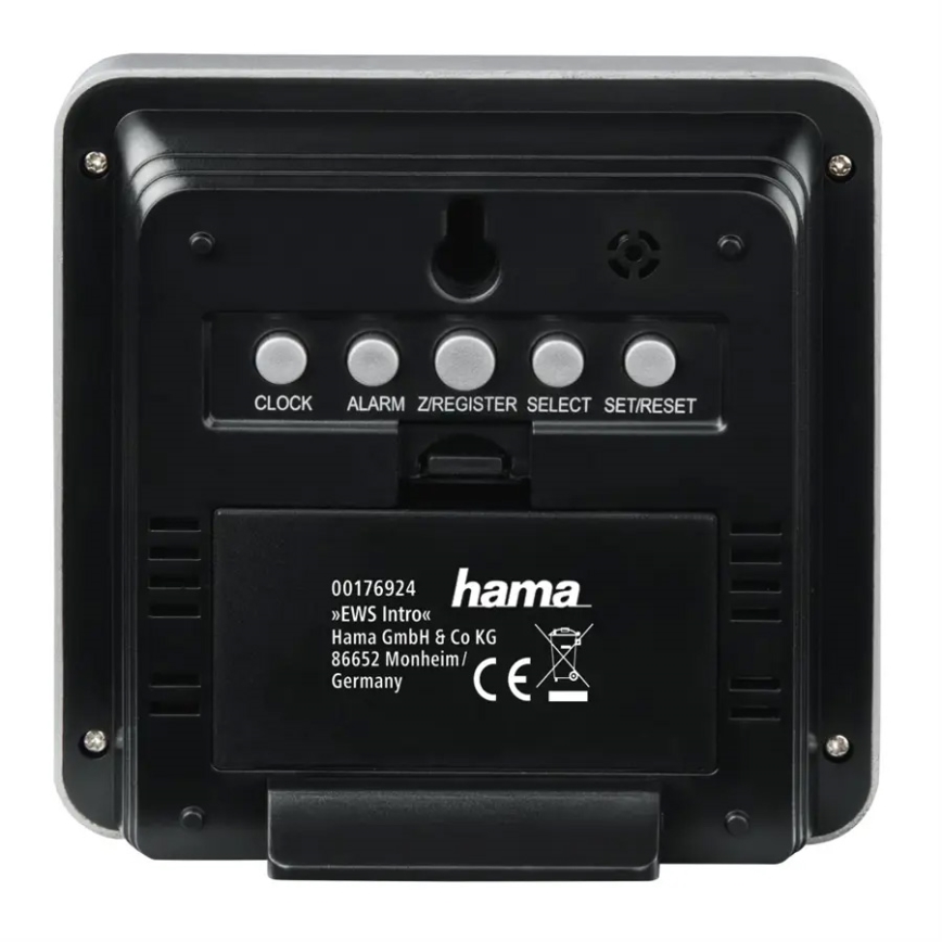 Hama - Stazione meteo con display LCD e sveglia 2xAA + 2xAA nero/grigio