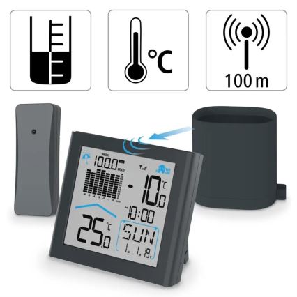 Hama - Stazione meteo con pluviometro e display LCD 2xAAA antracite