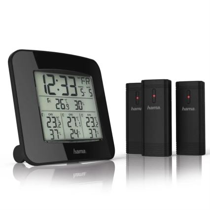 Hama - Stazione meteorologica con display LCD e sveglia 3xAAA + 3x sensore 2xAA