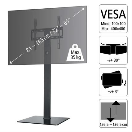 Hama - Supporto a pavimento per TV girevole 32-65 nero