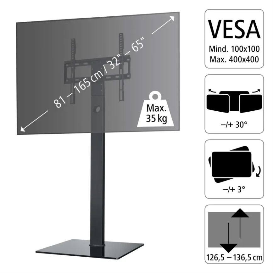 Hama - Supporto a pavimento per TV girevole 32-65 nero