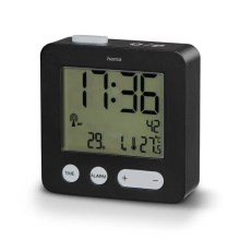 Hama - Sveglia con display LCD e termometro 2xAAA nero