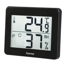 Hama - Termometro da interno con misuratore di umidità 1xCR2025 nero
