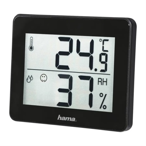 Hama - Termometro da interno con misuratore di umidità 1xCR2025 nero