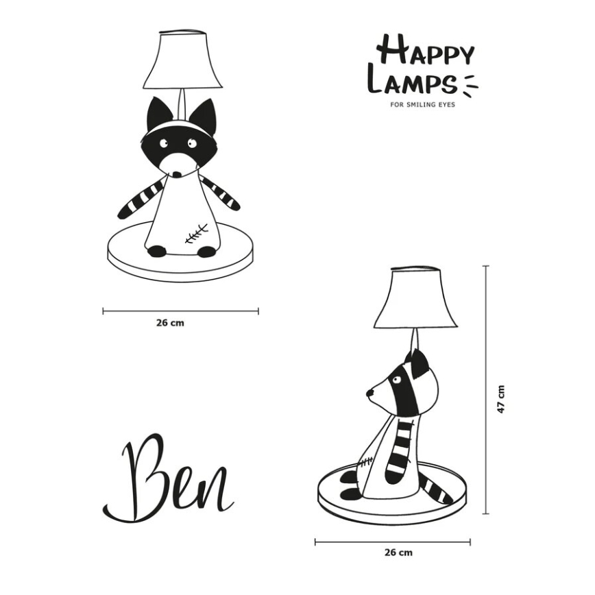 Happy Lamps - Lampada da tavolo LED per bambini BEN LED/5,4W/230V raccoon
