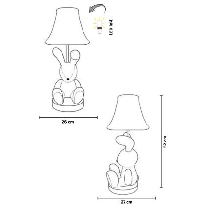 Happy Lamps - Lampada da tavolo LED per bambini BENNY LED/5,4W/230V coniglio