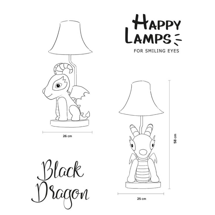 Happy Lamps - Lampada da tavolo LED per bambini BLACK DRAGOON LED/5,4W/230V drago