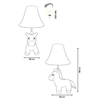 Happy Lamps - Lampada da tavolo LED per bambini ELVIS LED/5,4W/230V cavallo