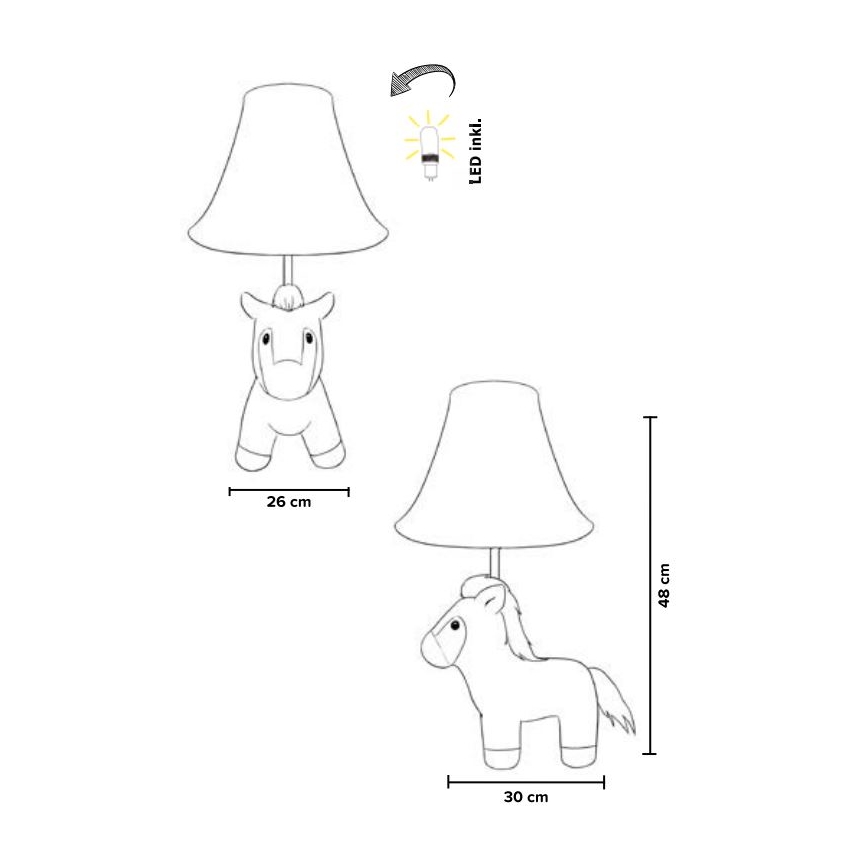 Happy Lamps - Lampada da tavolo LED per bambini ELVIS LED/5,4W/230V cavallo