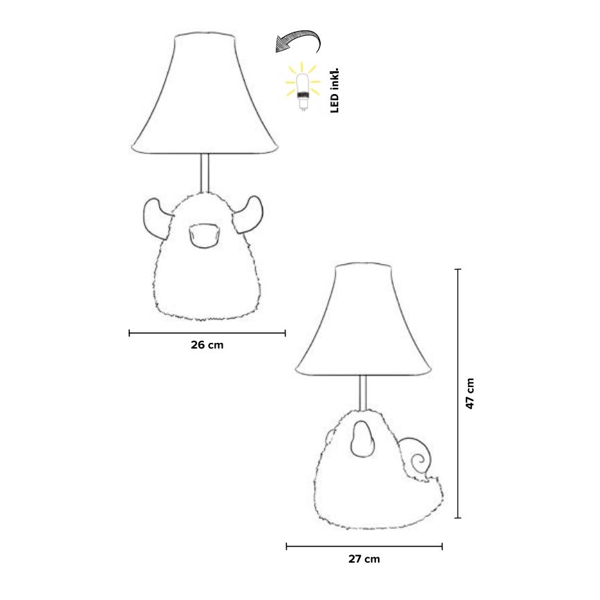 Happy Lamps - Lampada da tavolo LED per bambini HUGO LED/5,4W/230V toro