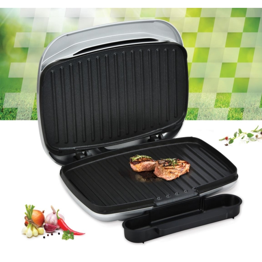 Heinner HEG-F1000SL - Grill a contatto 1000 W/230 V cromo satinato/nero