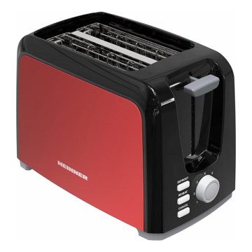 Heinner HTP-700BKRD - Tostapane a due fette 700W/230V rosso/cromo satinato