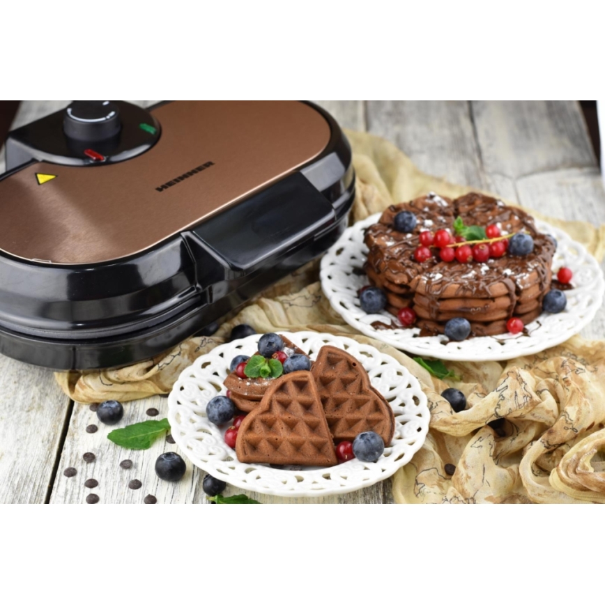Heinner HWF-1000CR - Piastra per waffle 1000W/230V nera/rosa oro