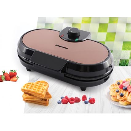 Heinner HWF-1000CR - Piastra per waffle 1000W/230V nera/rosa oro