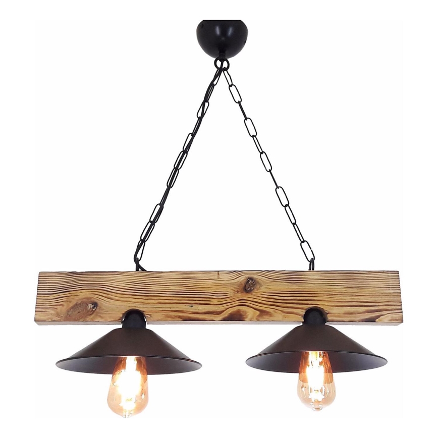HEPSI cavo Lampada a sospensione 2xE27/40W/230V, abete rosso/noce finish