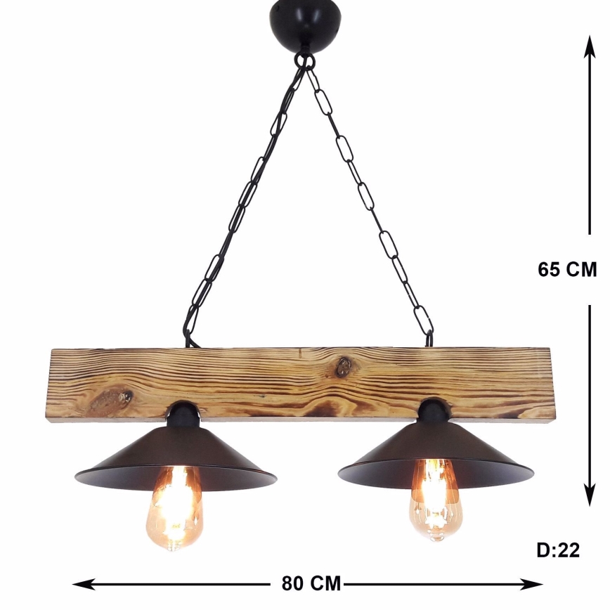 HEPSI cavo Lampada a sospensione 2xE27/40W/230V, abete rosso/noce finish