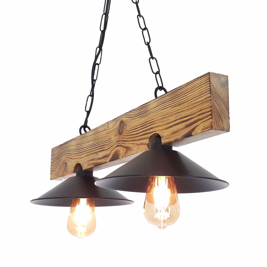 HEPSI cavo Lampada a sospensione 2xE27/40W/230V, abete rosso/noce finish