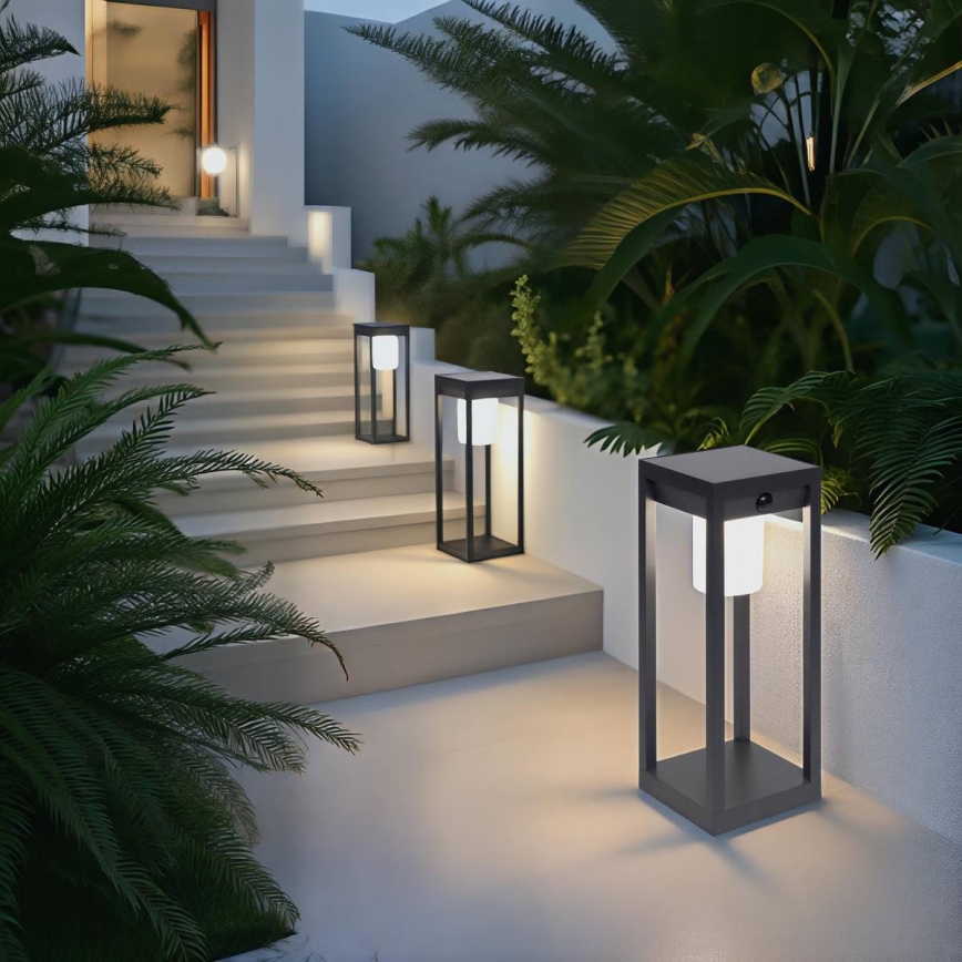 Hesperide - lanterna solare a LED con sensore di movimento e sensore crepuscolare PIKY LED/3,7V 2600 mAh 40 cm IP65 antracite