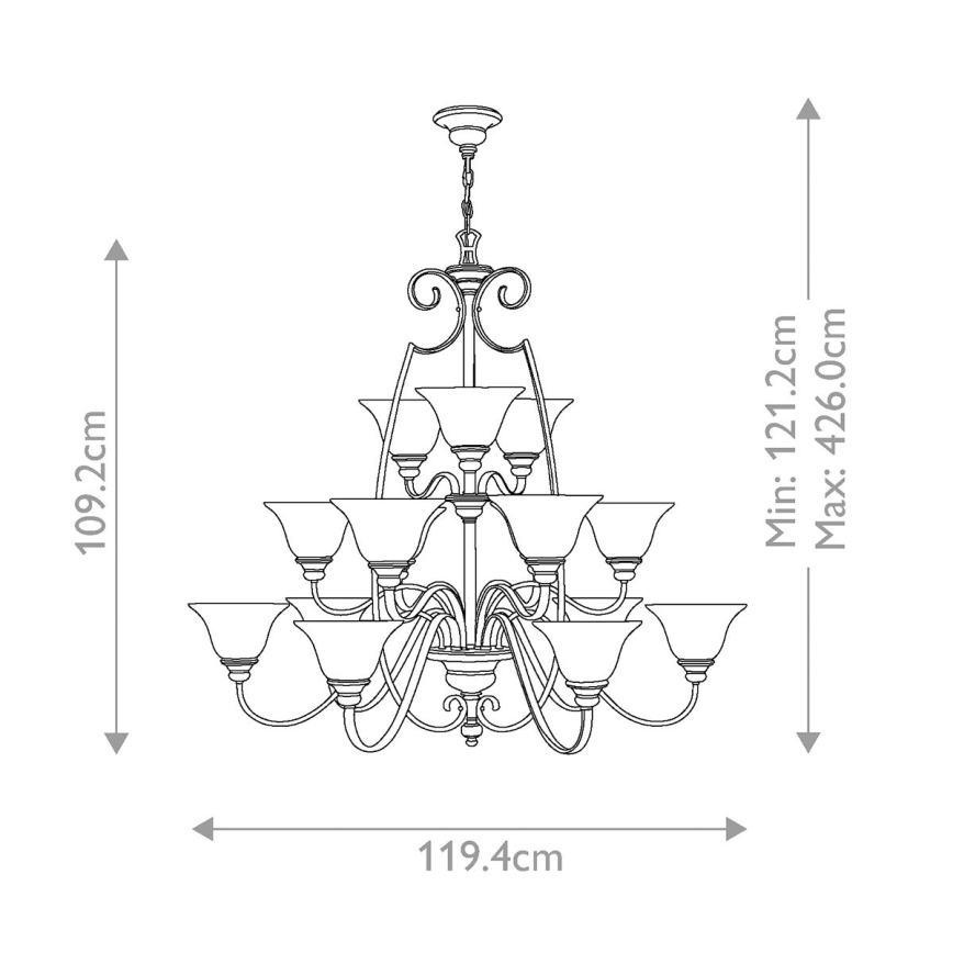 Hinkley - Lampadario a sospensione con catena CELLO 15xE27/60W/230V