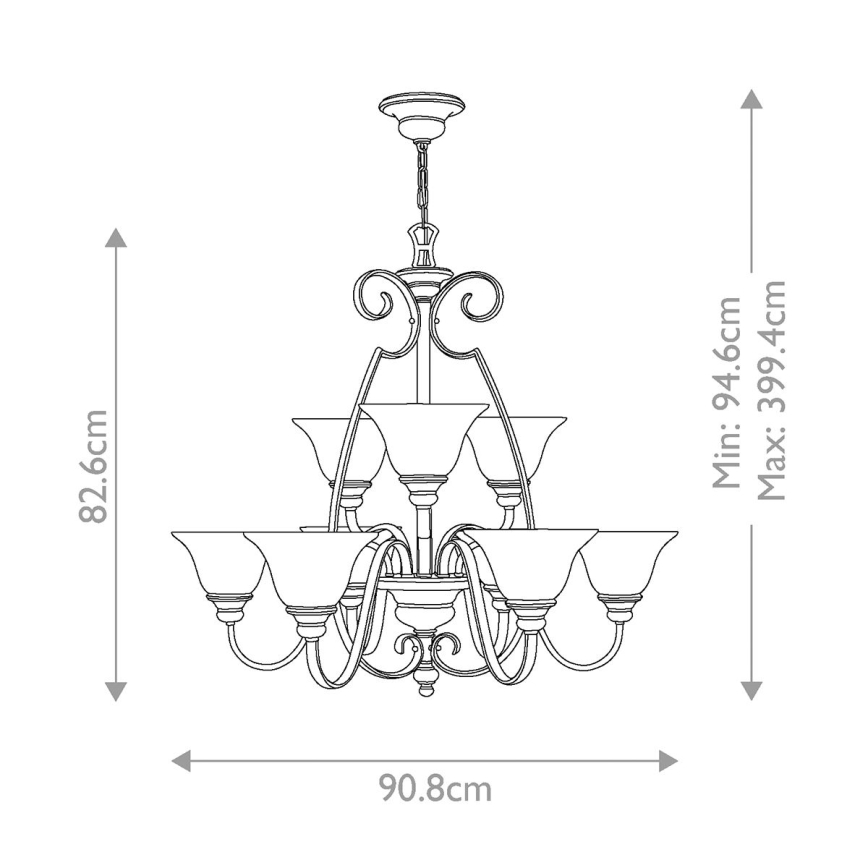 Hinkley - Lampadario a sospensione con catena CELLO 9xE27/60W/230V