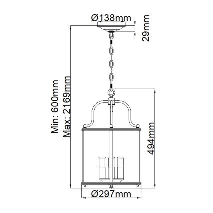 Hinkley - Lampadario a catena GENTRY 4xE14/60W/230V oro