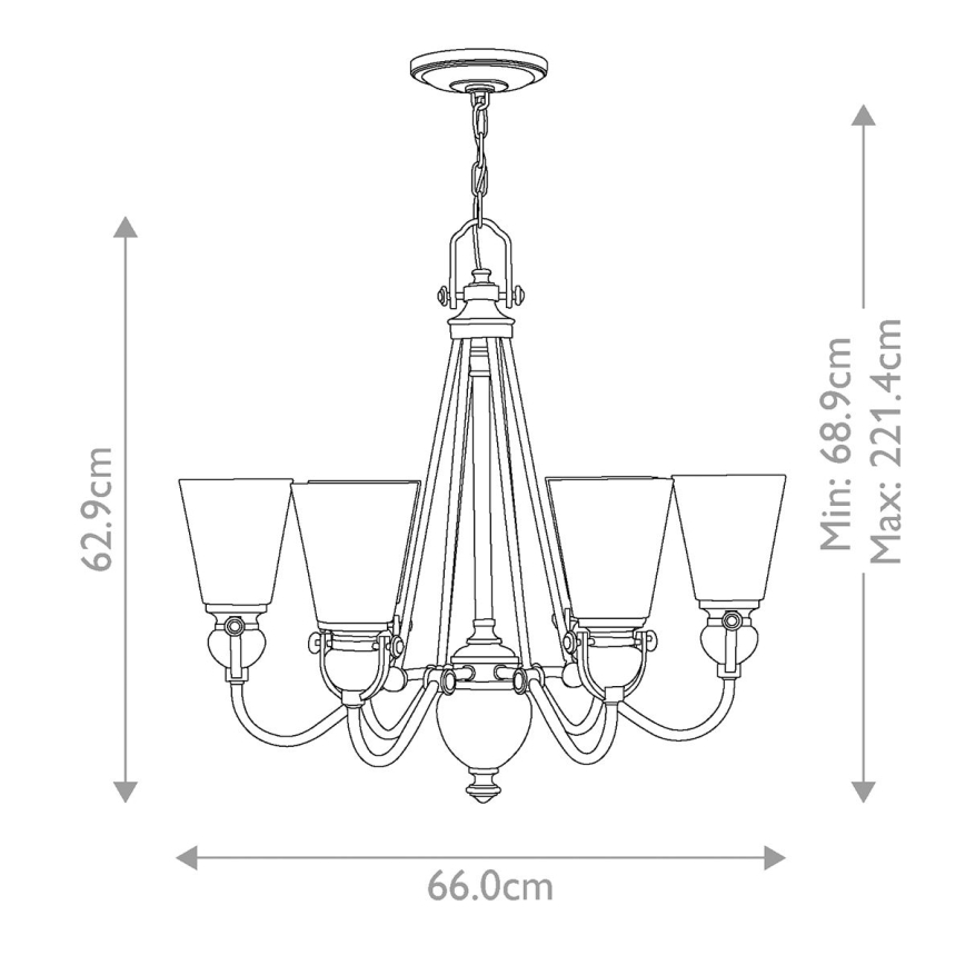 Hinkley - Lampadario a sospensione con catena MAYFLOWER 6xE27/60W/230V