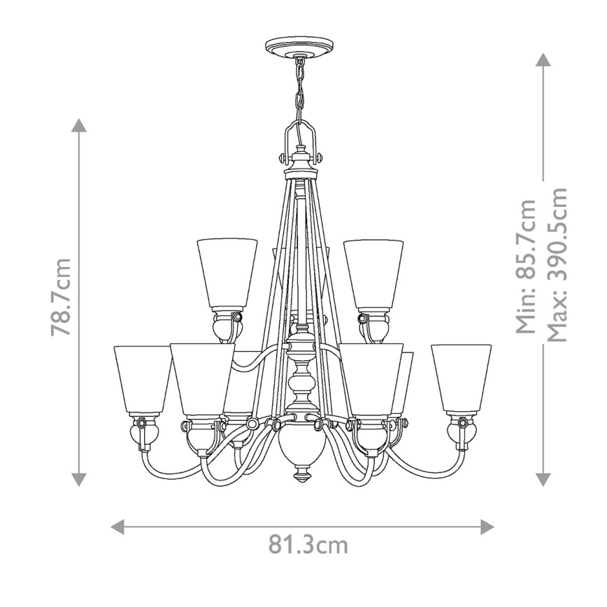 Hinkley - Lampadario a sospensione con catena MAYFLOWER 9xE27/60W/230V