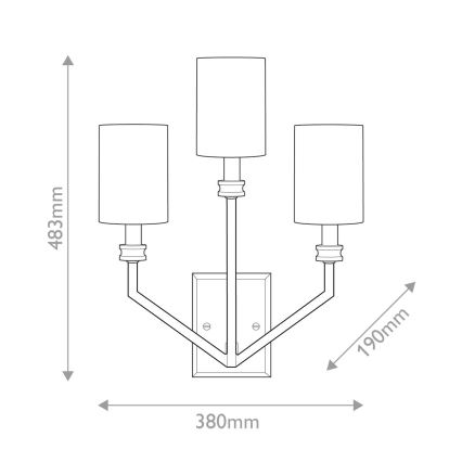 Hinkley - MOORE Lampada da parete 3xE14/40W/230V Oro