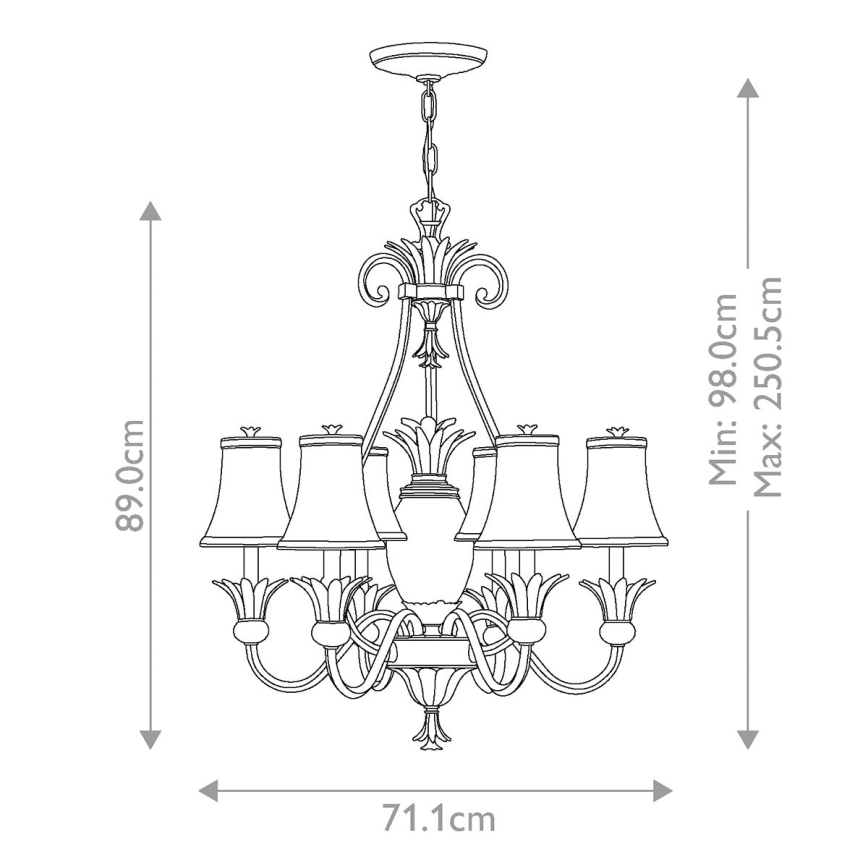 Hinkley - Lampadario a sospensione con catena PLANTATION 7xE14/40W/230V argento